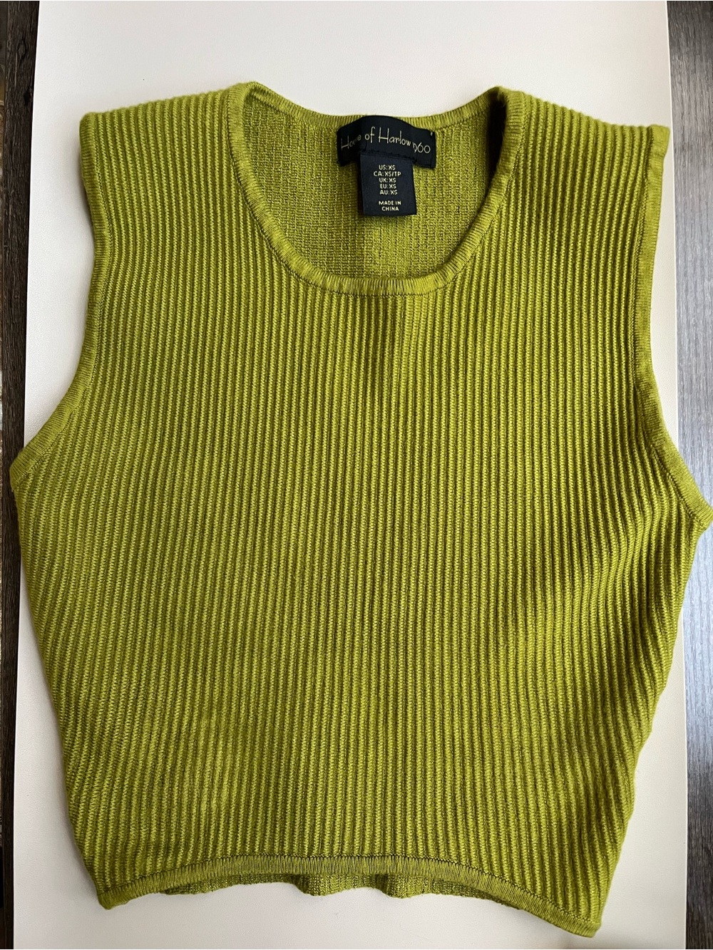 House of Harlow 1960 Olive Green Ribbed Sleeveless Knit Tank